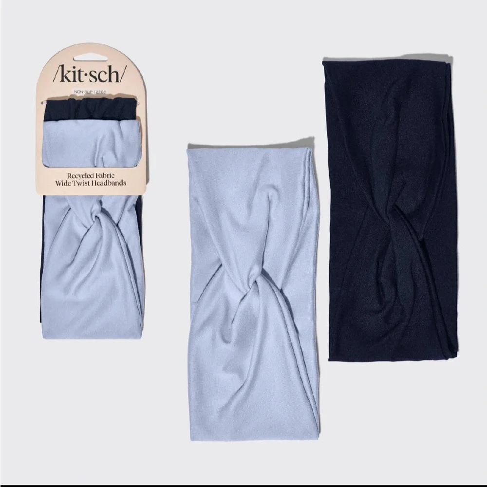 NWT 2 Piece Recycled Fabric Wide Twist Headbands Set